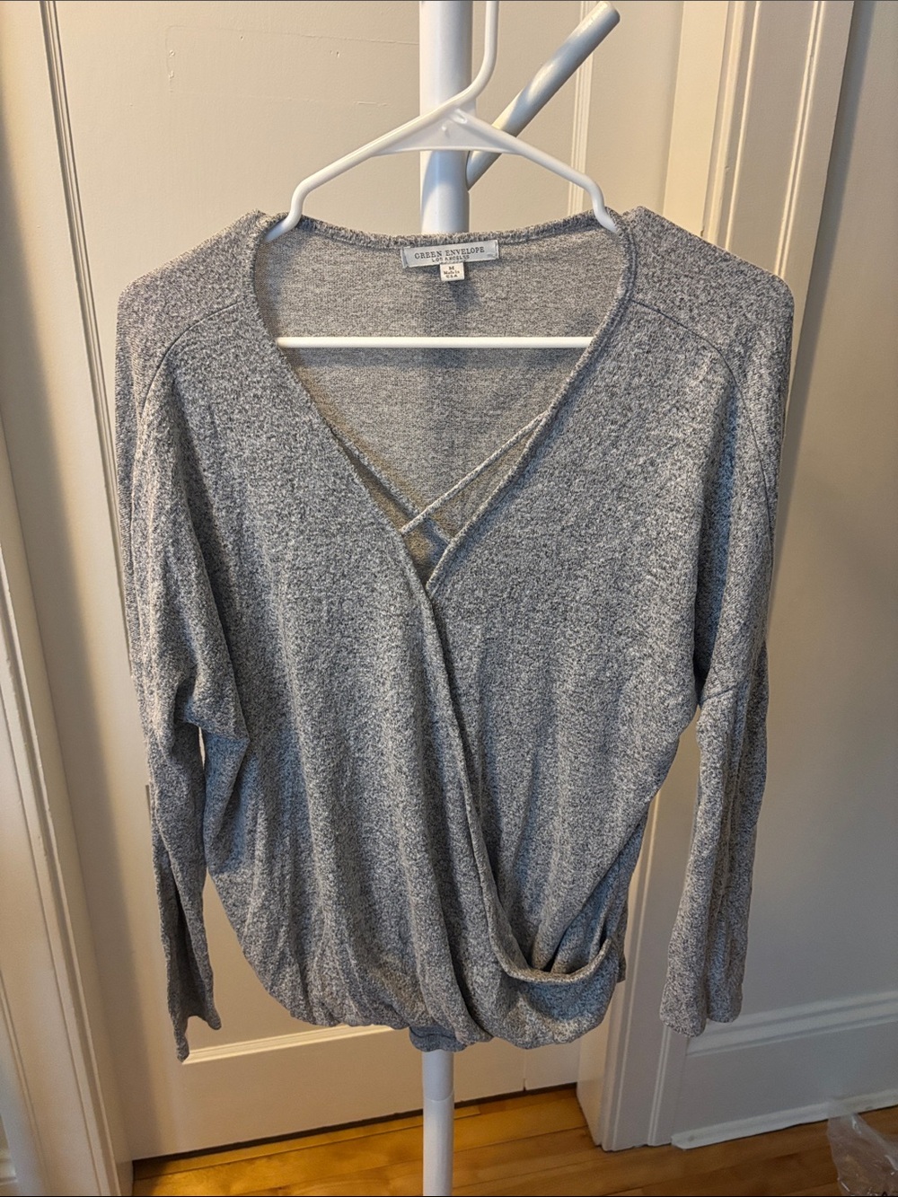 Light Heather Gray Draped Wrap Top
